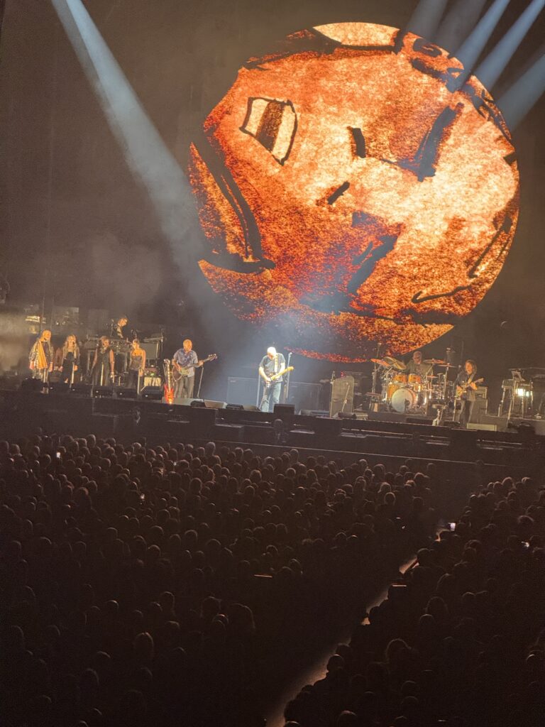 Animation on the big screen as the band plays