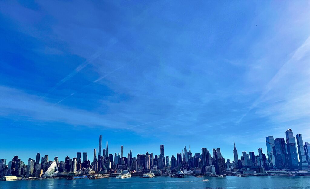 A view of Manhattan from Weehawken. You can see the skyscrapers from 57th to 34th.